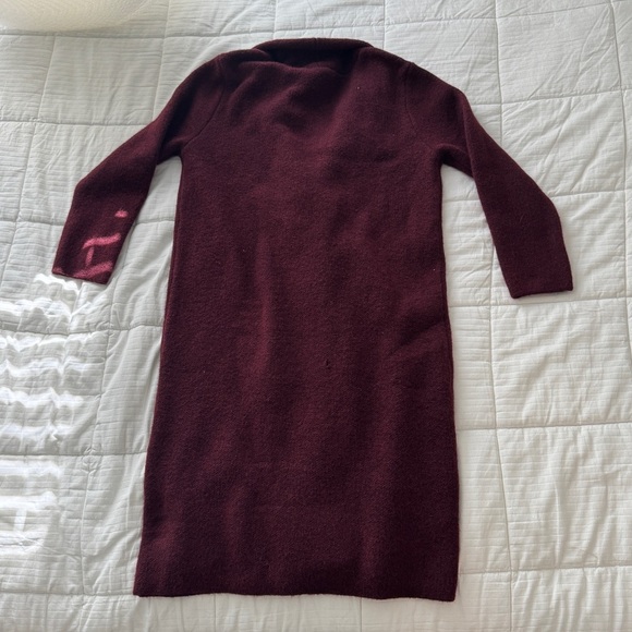 Ann Taylor burgundy long winter chic coat - Picture 3 of 8